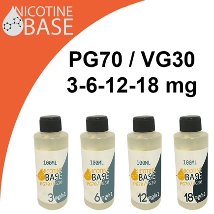 Elektromos cigi E-liquid bázis 100ml PG70/VG30 3-18 mg/ml