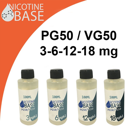 Elektromos cigi E-liquid bázis 100ml PG50/VG50 3-18 mg/ml